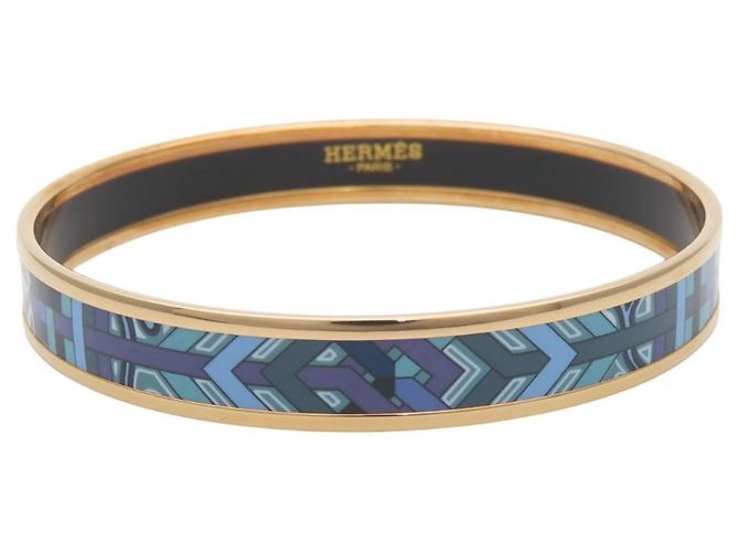 Pulsera de esmalte cloisonné Hermès Azul Dorado Púrpura - vista 2