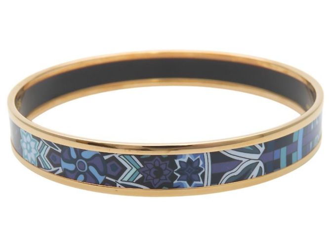 Pulsera de esmalte cloisonné Hermès Azul Dorado Púrpura - vista 4
