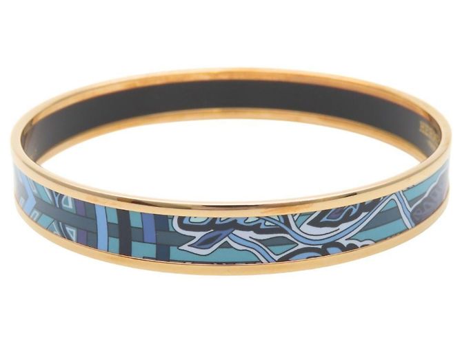 Pulsera de esmalte cloisonné Hermès Azul Dorado Púrpura - vista 5