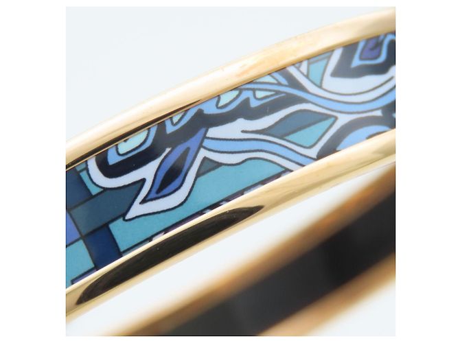 Pulsera de esmalte cloisonné Hermès Azul Dorado Púrpura - vista 8