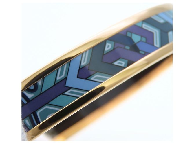 Pulsera de esmalte cloisonné Hermès Azul Dorado Púrpura - vista 9