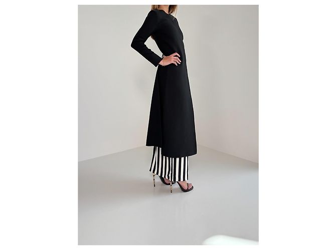 Blusa Rosie Assoulin de algodón negra con espalda abierta Negro - vista 6