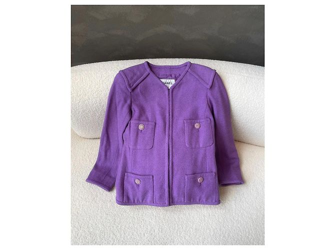 Giacca in tweed viola Chanel Porpora - vista 2