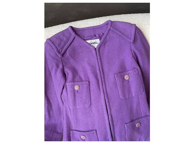 Giacca in tweed viola Chanel Porpora - vista 3