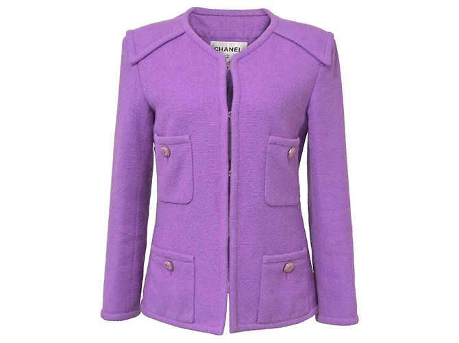 Giacca in tweed viola Chanel Porpora - vista 6