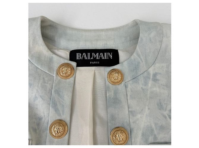 Balmain Jacke aus hellblauer Baumwolle Tie Dye - Ansicht 10
