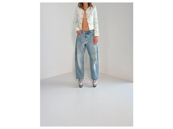 Balmain Jacke aus hellblauer Baumwolle Tie Dye - Ansicht 2