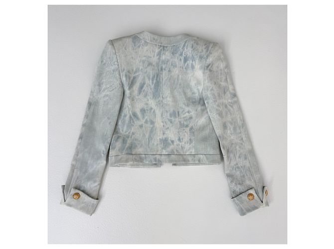 Balmain Jacke aus hellblauer Baumwolle Tie Dye - Ansicht 5