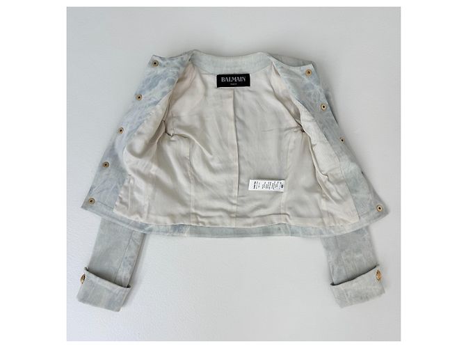 Balmain Jacke aus hellblauer Baumwolle Tie Dye - Ansicht 7