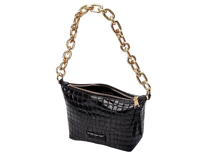 Borsa a Tracolla Miu Miu Spirit Croco Pelle Nera Nero - vista 13