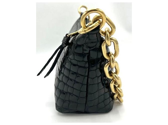 Borsa a Tracolla Miu Miu Spirit Croco Pelle Nera Nero - vista 18