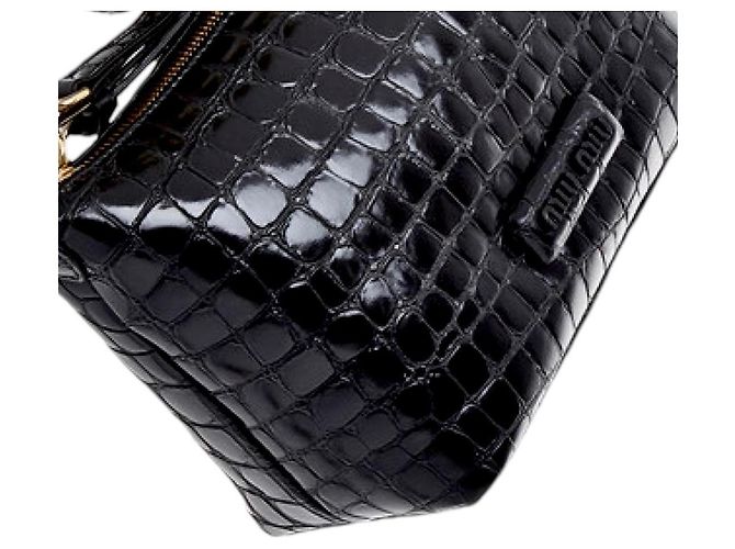 Borsa a Tracolla Miu Miu Spirit Croco Pelle Nera Nero - vista 9