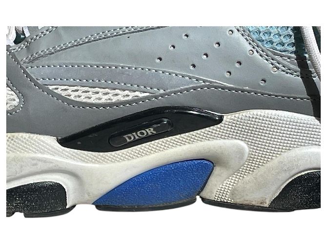 Sneakers Dior B22 in Pelle e Rete Bianco Blu Grigio - vista 5