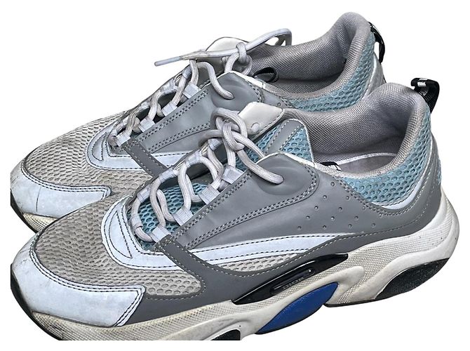 Sneakers Dior B22 in Pelle e Rete Bianco Blu Grigio - vista 6