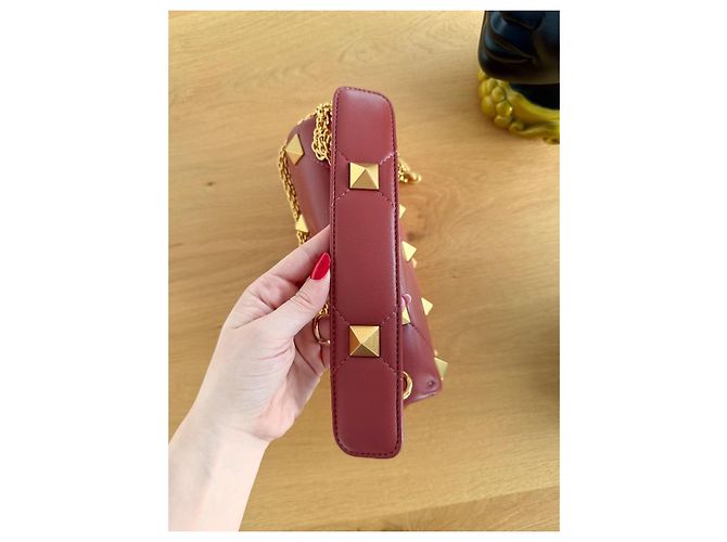 Bolsa Valentino Garavani Roman Stud couro marrom - vista 10