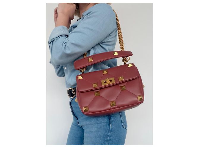 Bolsa Valentino Garavani Roman Stud couro marrom - vista 2