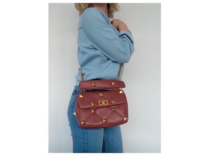 Bolsa Valentino Garavani Roman Stud couro marrom - vista 3