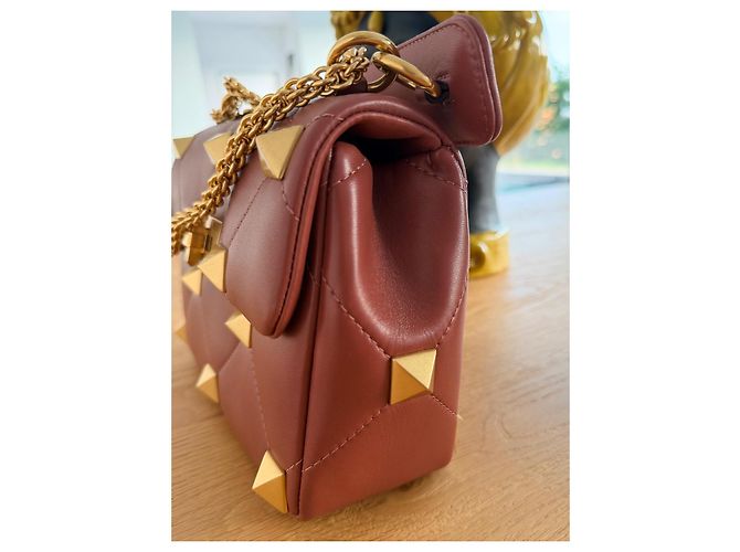 Bolsa Valentino Garavani Roman Stud couro marrom - vista 9