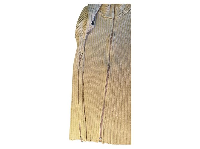 Autre Marque Beige geripptes Strickweste mit Reißverschluss - Ansicht 3