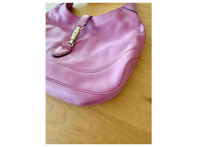 Borsa a mano Gucci Jackie in pelle nappa rosa - vista 15
