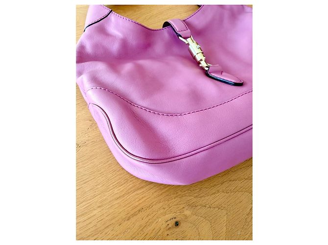 Borsa a mano Gucci Jackie in pelle nappa rosa - vista 16