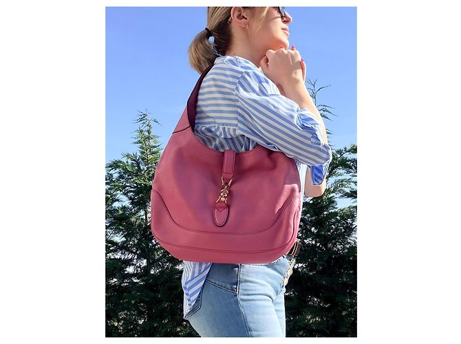 Borsa a mano Gucci Jackie in pelle nappa rosa - vista 2