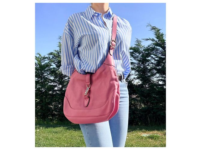 Borsa a mano Gucci Jackie in pelle nappa rosa - vista 3