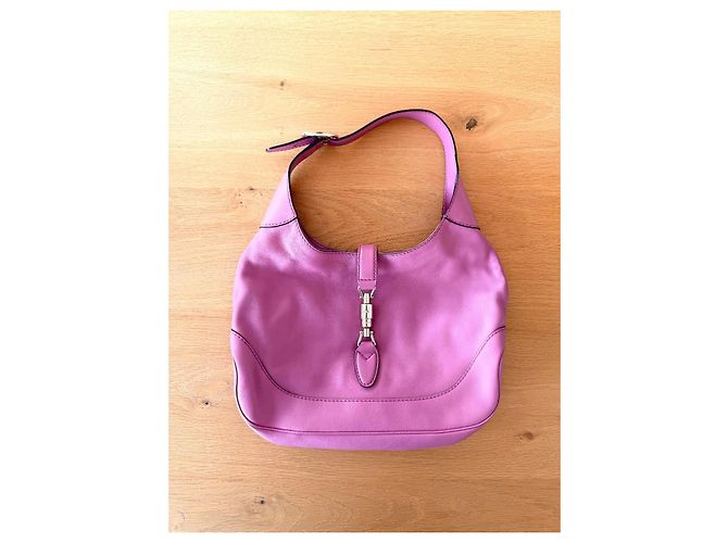 Borsa a mano Gucci Jackie in pelle nappa rosa - vista 4