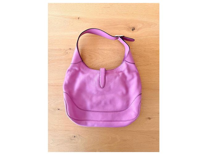 Borsa a mano Gucci Jackie in pelle nappa rosa - vista 5