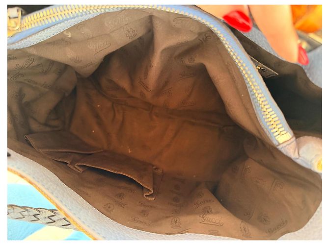 Bamboo Borsa Gucci Monogramma GG Beige Azzurro Blu chiaro - vista 12
