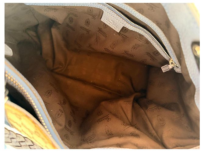 Bamboo Borsa Gucci Monogramma GG Beige Azzurro Blu chiaro - vista 13