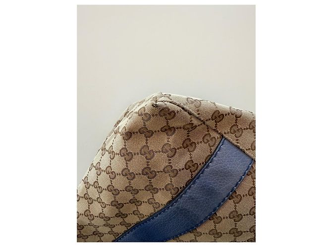 Bamboo Borsa Gucci Monogramma GG Beige Azzurro Blu chiaro - vista 7