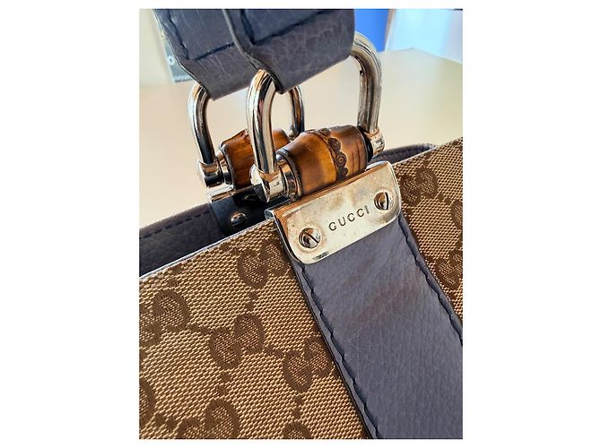 Bamboo Borsa Gucci Monogramma GG Beige Azzurro Blu chiaro - vista 8