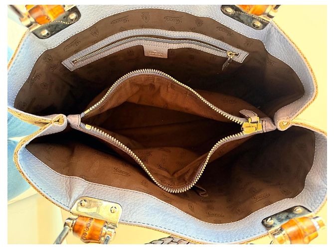 Bamboo Borsa Gucci Monogramma GG Beige Azzurro Blu chiaro - vista 9