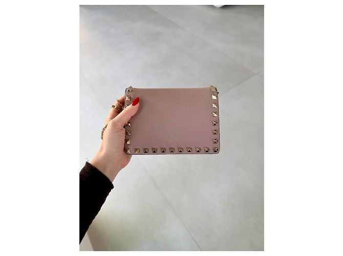 Borsa Valentino Garavani Rockstud in pelle rosa - vista 3