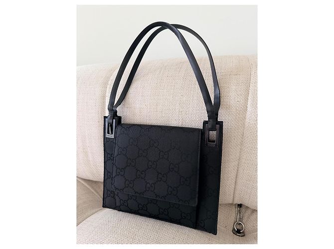 Borsa Gucci monogramma GG nera in tessuto Nero - vista 4
