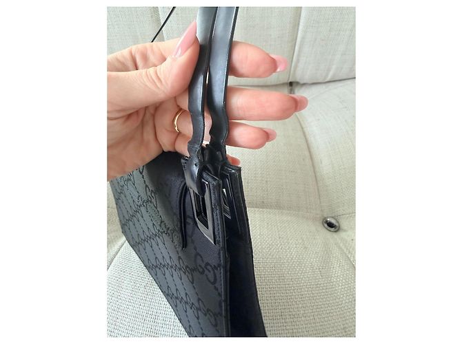 Borsa Gucci monogramma GG nera in tessuto Nero - vista 8