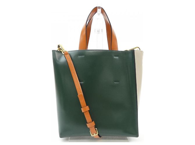 Borsa in vitello Marni SHMP0039Y0 LV639 Beige Verde - vista 3