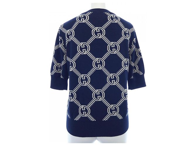 Maglia in lana Gucci Blu Beige Blu navy - vista 2