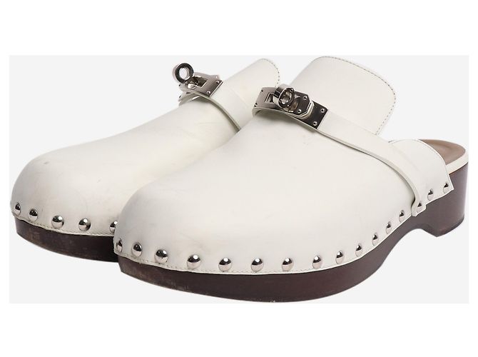 Hermès Weiße Carlotta Leder-Mules - Größe EU 39 - Ansicht 2