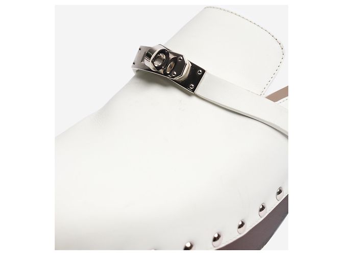 Hermès Weiße Carlotta Leder-Mules - Größe EU 39 - Ansicht 3