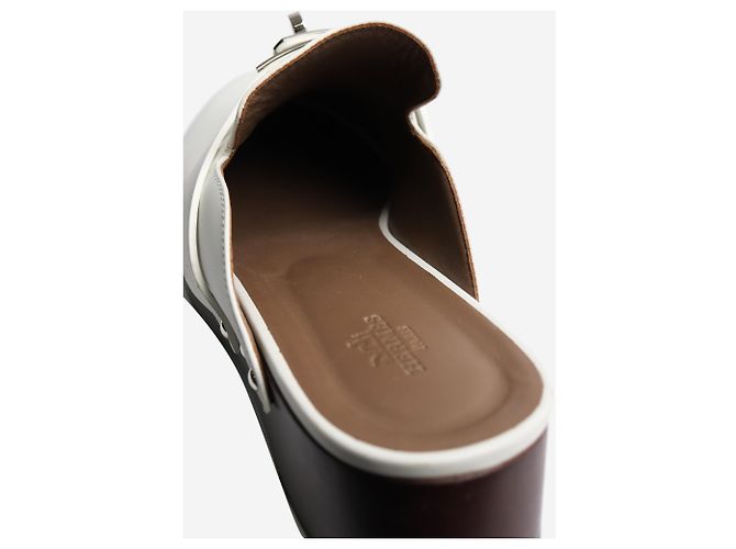 Hermès Weiße Carlotta Leder-Mules - Größe EU 39 - Ansicht 7