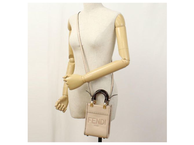 Borsa Fendi Sunshine Shopper Mini 2 in 1 Beige - vista 9