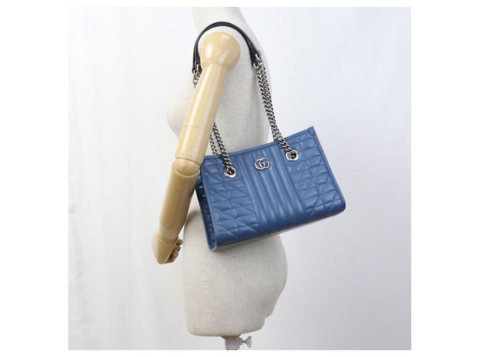 Gucci blaue Leder-Tote - Ansicht 8