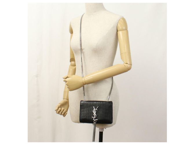 Borsa a spalla in pelle nera Saint Laurent Nero - vista 8