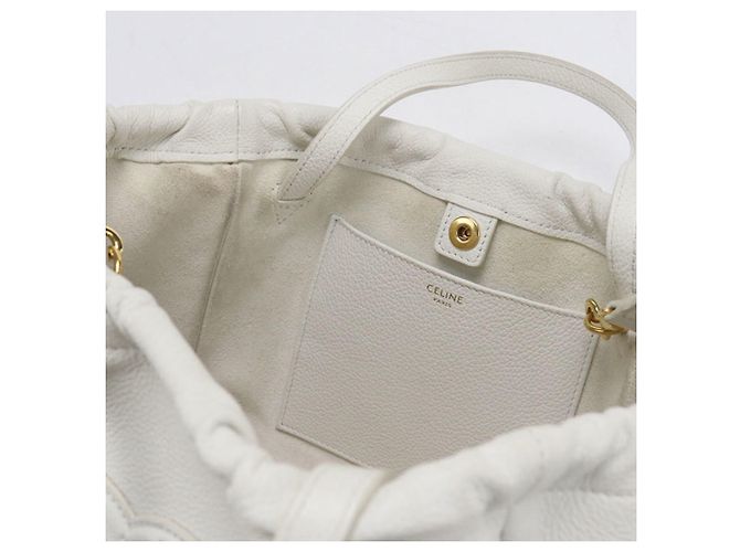 Céline Borsa a mano cabas piccola con coulisse Celine Bianco - vista 5