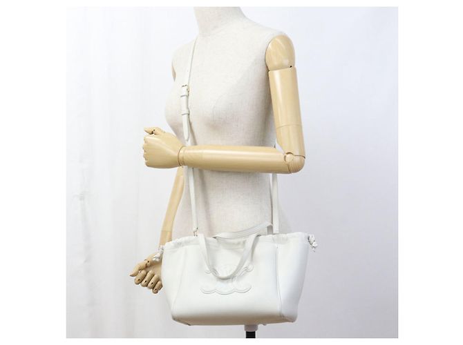 Céline Borsa a mano cabas piccola con coulisse Celine Bianco - vista 9