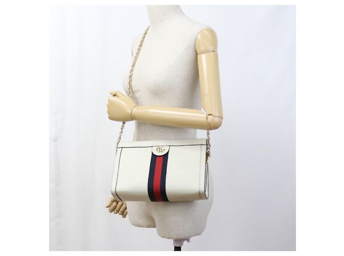 Borsa a Spalla Ophidia Chain di GUCCI Bianco - vista 7