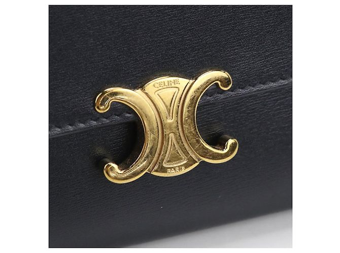 Céline Cartera Larga Celine (doble) en piel de ternera negra Negro - vista 5