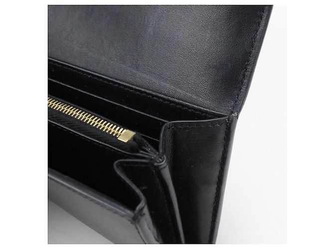 Céline Cartera Larga Celine (doble) en piel de ternera negra Negro - vista 6